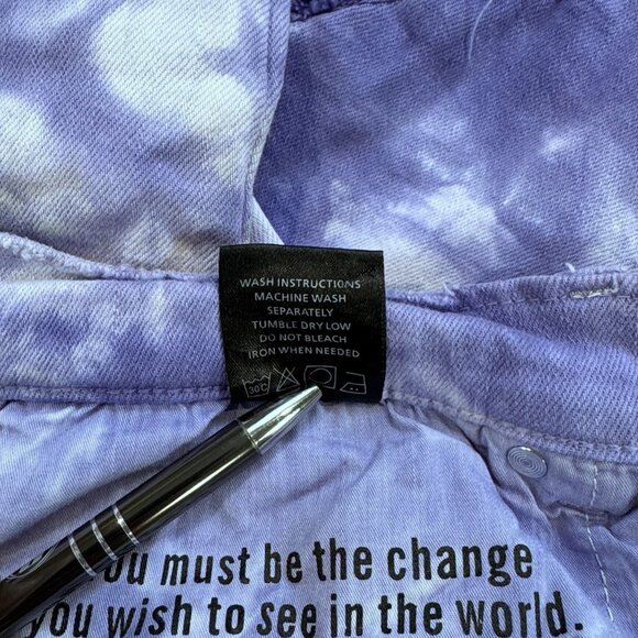 Valabasas Mens Purple Tie Dye Distressed Jeans Size 38 Stacked Ankle Button Fly - Picture 16 of 16